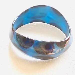 Vintage Oval  Bangle Bracelet Ocean Blue